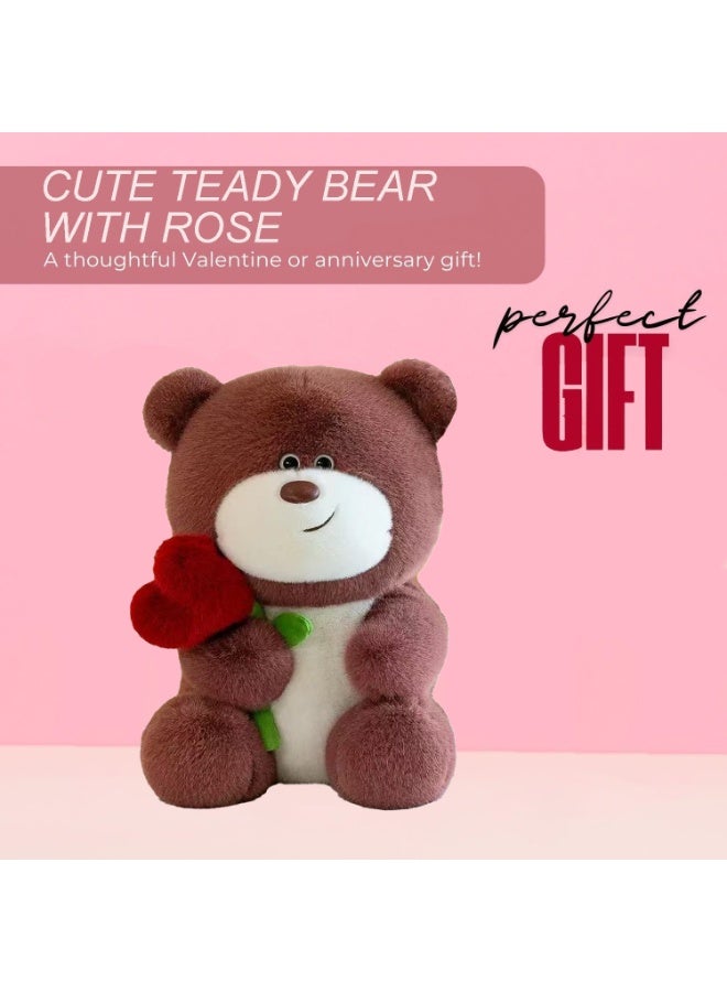 Home Smart Teddy Bear Holding Red Heart Rose 28cm – Soft Plush Stuffed Toy, Ideal Gift for Valentine’s, Anniversary and Birthday - Image 4